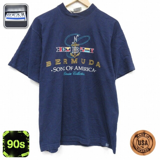 【20%OFF】バミューダ 90s 半袖Tシャツ ネイビー メンズL相当 | 古着