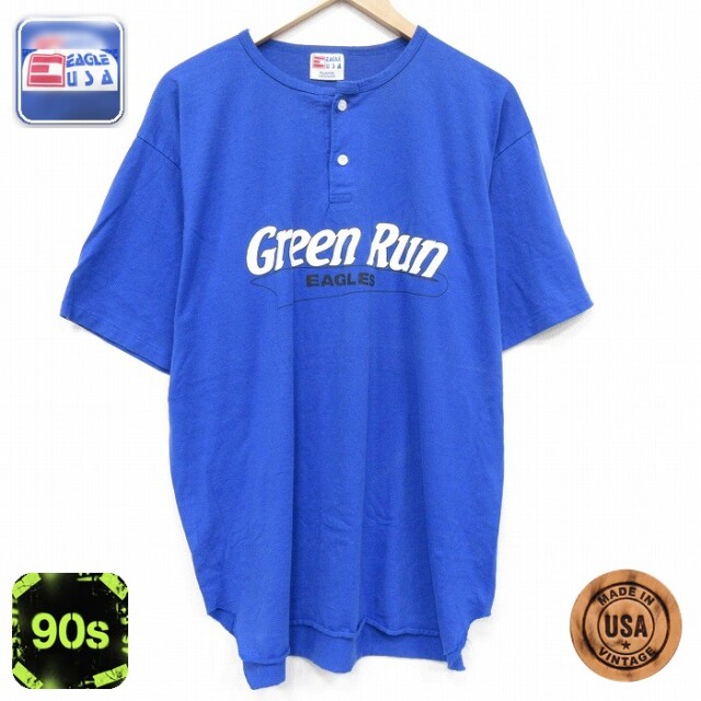 【20%OFF】90s 半袖Tシャツ グリーンラン ブルー メンズXL相当 | 古着