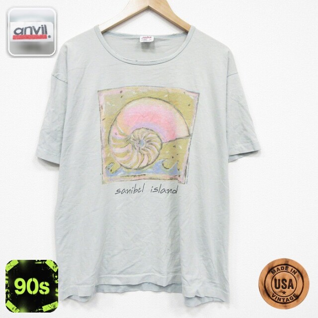【20%OFF】90s 半袖Tシャツ オウムガイ ライトグリーン メンズXL相当 | 古着