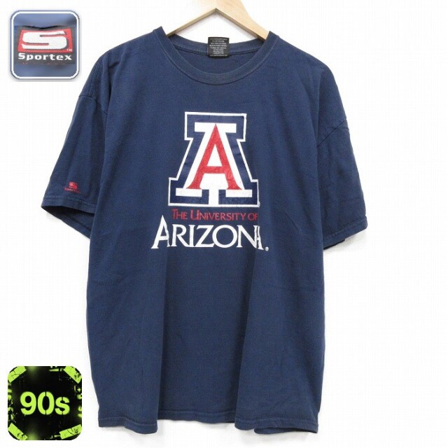90s 半袖Tシャツ アリゾナカレッジ ネイビー メンズXL相当 | 古着
