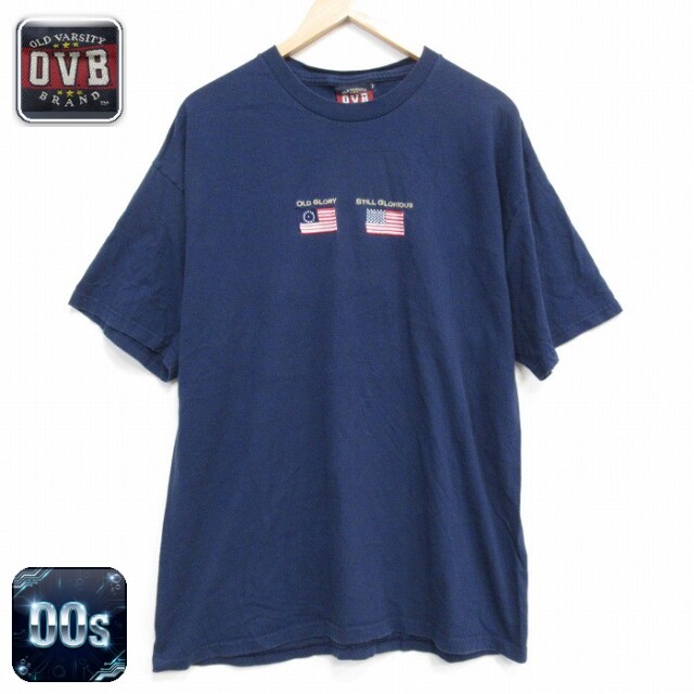 00s 半袖Tシャツ 星条旗 ネイビー メンズXL相当 | 古着