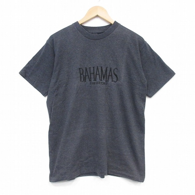 バハマ 90s 半袖Tシャツ ボーダー ブラック メンズL相当 | 古着
