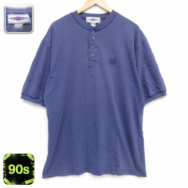 アリゾナジーンズ 90s 半袖Tシャツ ワンポイントロゴ ネイビー メンズXL相当 | 古着
