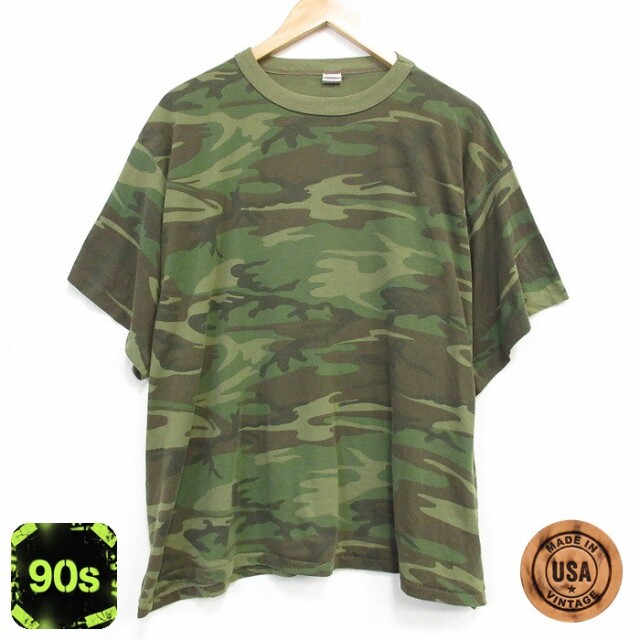 【20%OFF】グリーン迷彩 90s 半袖Tシャツ メンズXL相当 | 古着
