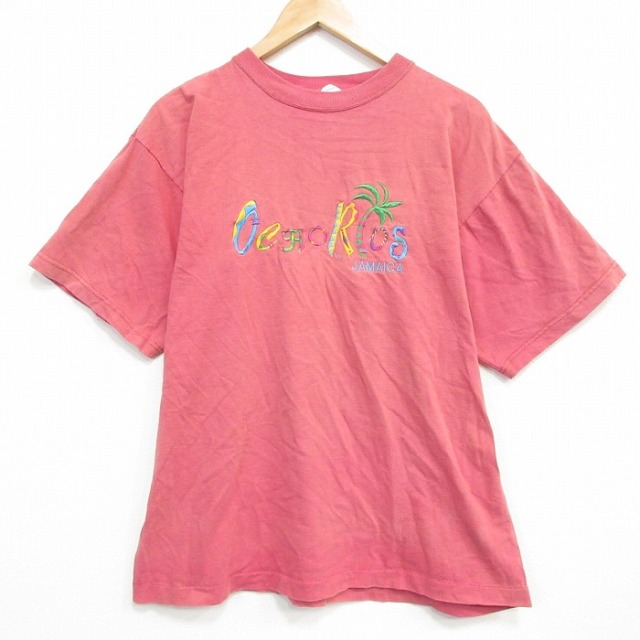【20%OFF】半袖 ビンテージ Tシャツ 90s ジャマイカ 山 バーガンディ メンズXL相当 | 古着