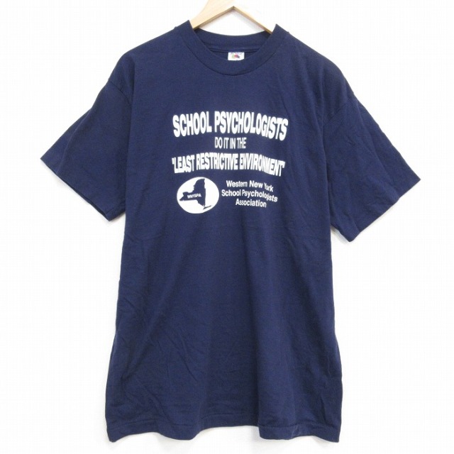 フルーツオブザルーム 90s 半袖Tシャツ スクール ネイビー メンズXL相当 | 古着
