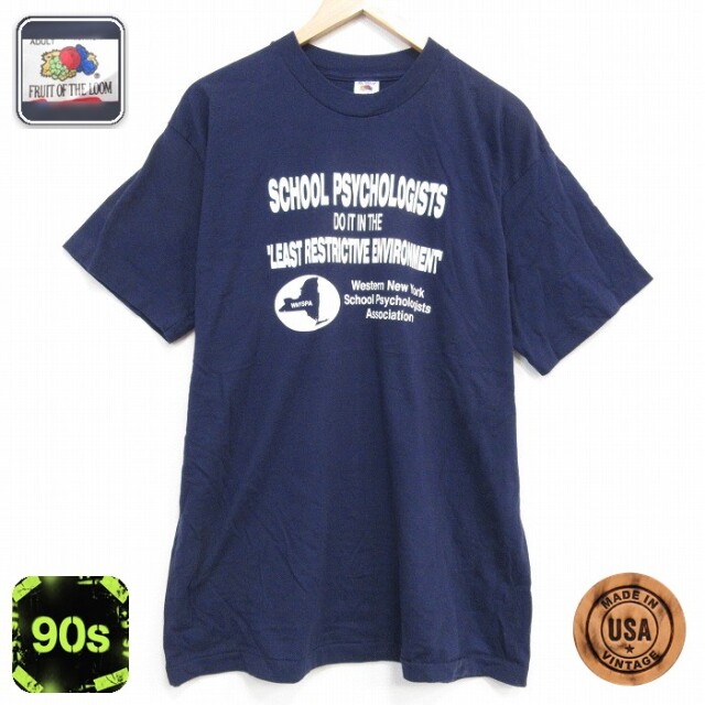 フルーツオブザルーム 90s 半袖Tシャツ スクール ネイビー メンズXL相当 | 古着