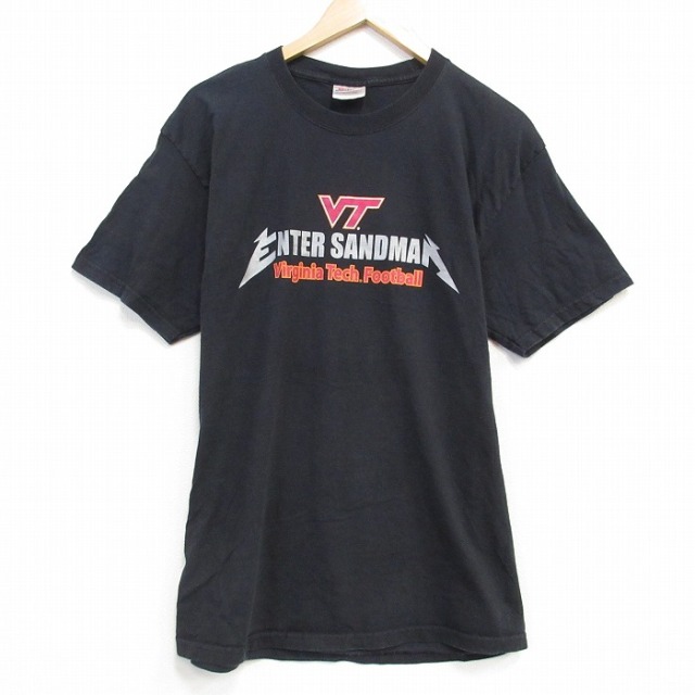 L★古着 ヘインズ 半袖 ビンテージ Tシャツ メンズ フットボール ブラック