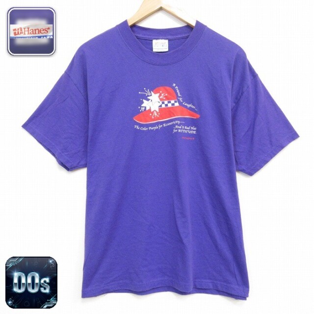 00s 半袖Tシャツ ハット パープル メンズL相当 | 古着