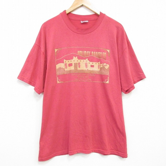 ヘインズ 90s 半袖Tシャツ HOLIDAY バーガンディ メンズXL相当 | 古着