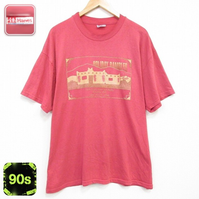 ヘインズ 90s 半袖Tシャツ HOLIDAY バーガンディ メンズXL相当 | 古着