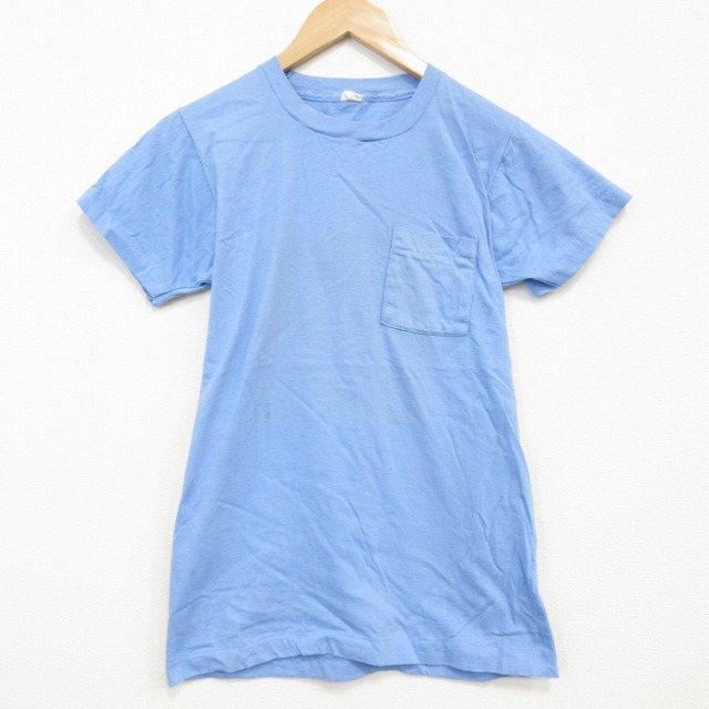 フルーツオブザルーム 半袖Tシャツ 胸ポケット付き ライトブルー メンズM相当 | 古着