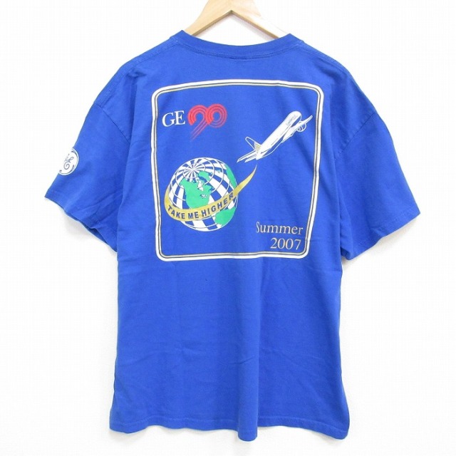 XL★古着 半袖 ビンテージ Tシャツ メンズ 00年代 00s コンチネンタル航空 大きいサイズ ブルー【spe】 26aug27