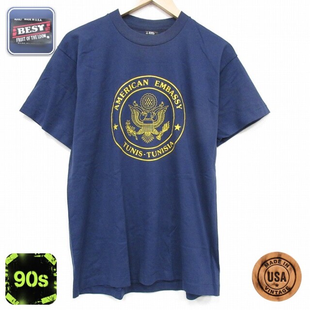 【20%OFF】フルーツオブザルーム 90s 半袖Tシャツ チュニジア ネイビー メンズL相当 | 古着