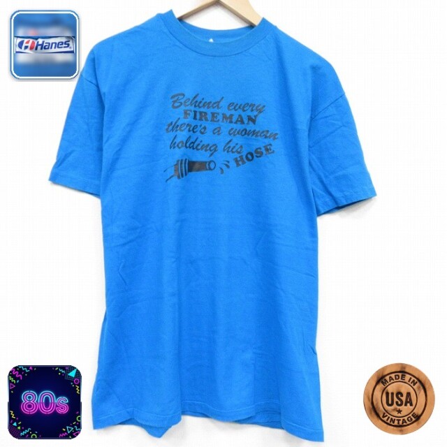 【20%OFF】ヘインズ 80s 半袖Tシャツ ホース ブルー メンズL相当 | 古着