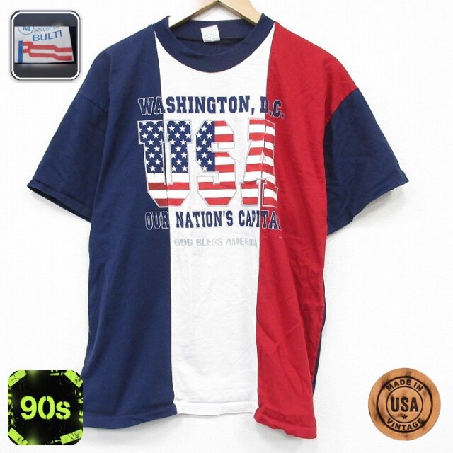 90s 半袖Tシャツ USAロゴ ホワイト メンズL相当 | 古着