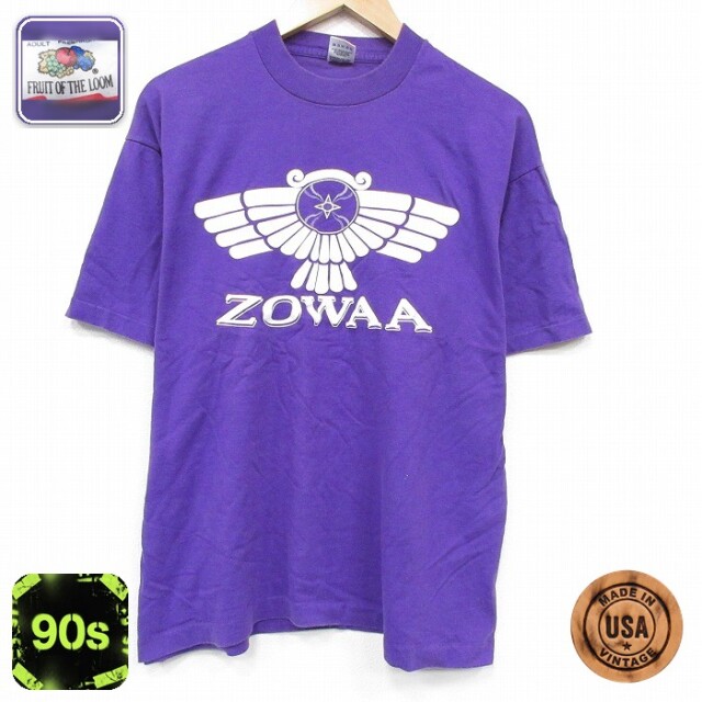 フルーツオブザルーム 90s 半袖Tシャツ ZOWAA パープル メンズXL相当 | 古着