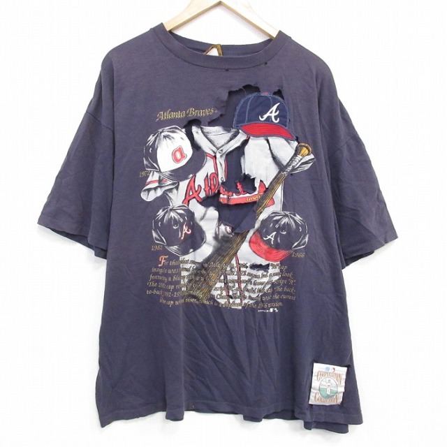 90s 半袖Tシャツ アトランタブレーブス ネイビー XL | 古着