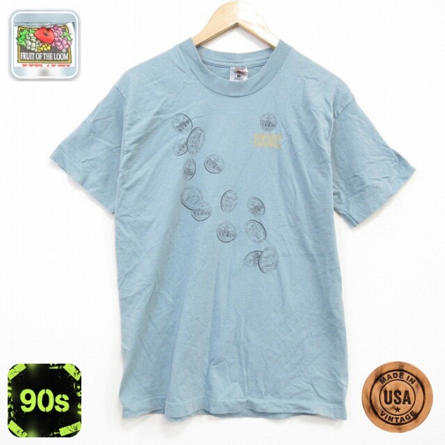 フルーツオブザルーム 90s 半袖Tシャツ コイン グリーン メンズM相当 | 古着