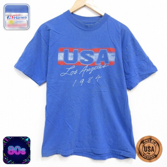 80s 半袖Tシャツ ロサンゼルス ブルー メンズL相当 | 古着