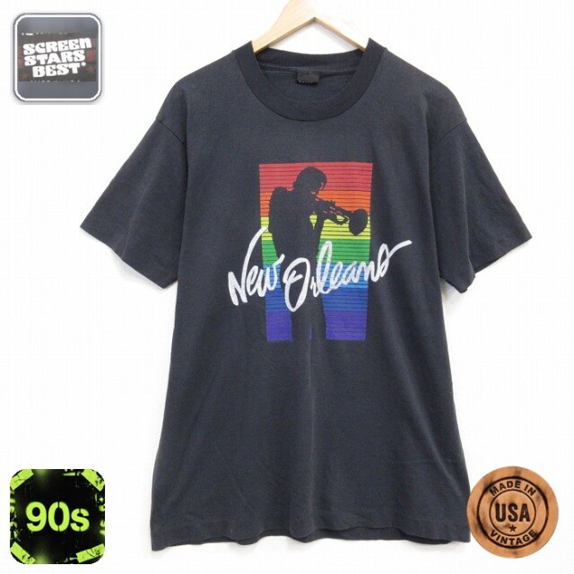 スクリーンスターズ 90s 半袖Tシャツ ニューオリンズ ブラック メンズL相当 | 古着