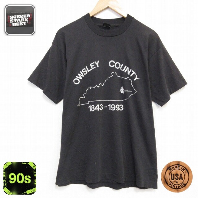 スクリーンスターズ 90s 半袖Tシャツ OWSLEY ブラック メンズXL相当 | 古着