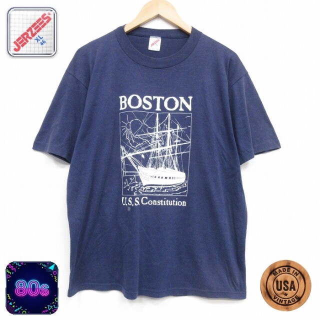 80s 半袖Tシャツ ボストン ネイビー メンズXL相当 | 古着