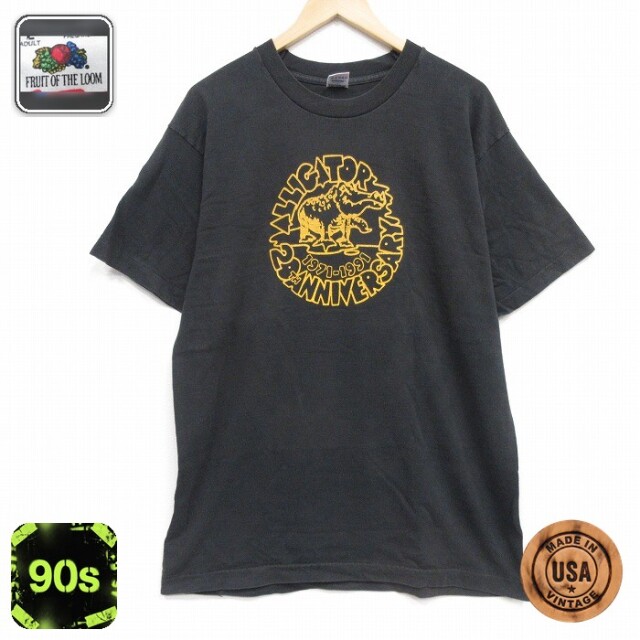 フルーツオブザルーム 90s 半袖Tシャツ アリゲーター ブラック メンズXL相当 | 古着