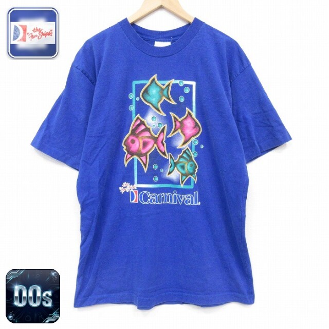 00s 半袖Tシャツ 魚 ブルー メンズXL相当 | 古着