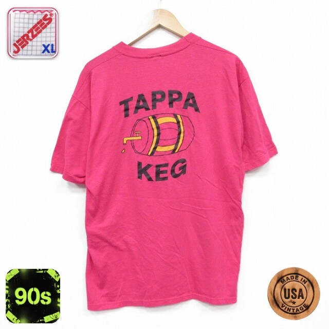 ジャージーズ 90s 半袖Tシャツ TAPPA ピンク メンズXL相当 | 古着