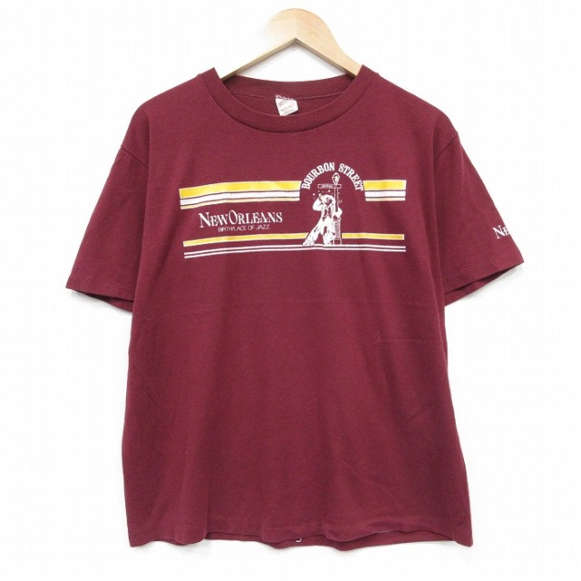 80s 半袖Tシャツ ニューオリンズ バーガンディ L | 古着