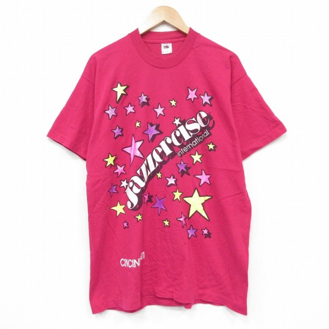 フルーツオブザルーム 90s 半袖Tシャツ Jazzercise ピンク メンズXL相当 | 古着