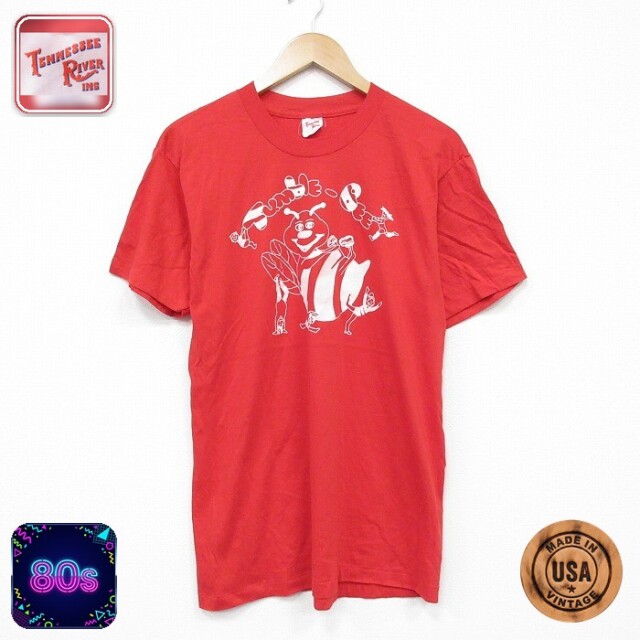 80s 半袖Tシャツ ハチ レッド メンズL相当 | 古着