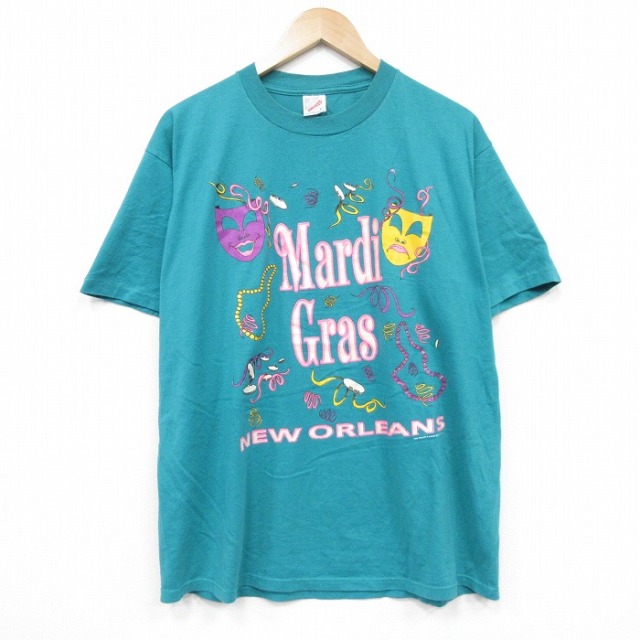 90s 半袖Tシャツ マルディグラ ライトブルー XL | 古着