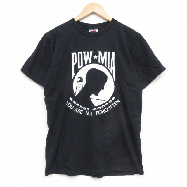 90s 半袖Tシャツ POW MIA ブラック メンズM相当 | 古着