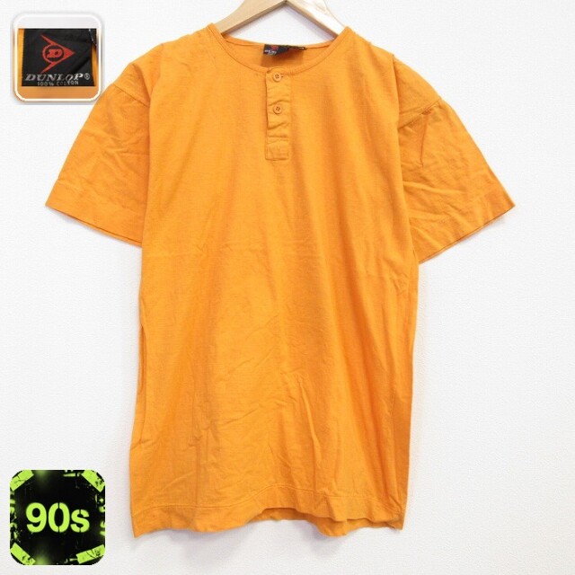 【20%OFF】90s 半袖Tシャツ ヘンリーネック イエロー メンズM相当 | 古着