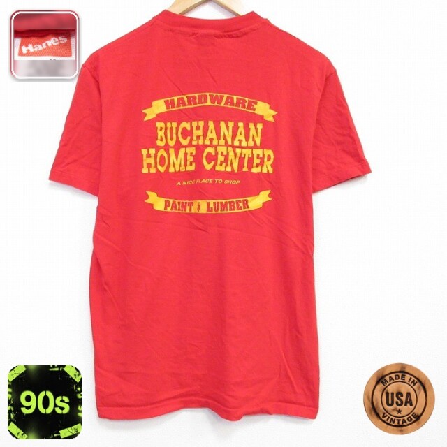 ヘインズ 90s 半袖Tシャツ ホームセンター レッド メンズL相当 | 古着