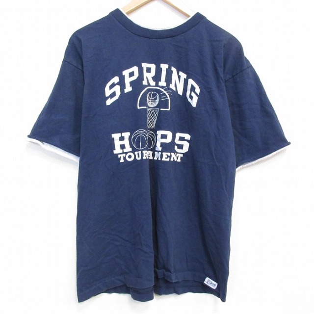90s 半袖Tシャツ バスケットボール ネイビー XL | 古着