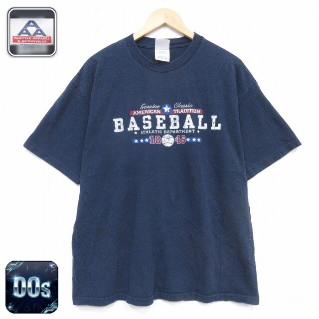 00s 半袖Tシャツ ベースボール ネイビー メンズXL相当 | 古着