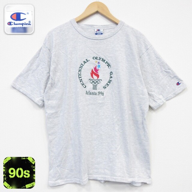 チャンピオン 90s 半袖Tシャツ アトランタオリンピック刺繍 グレー メンズXL相当 | 古着