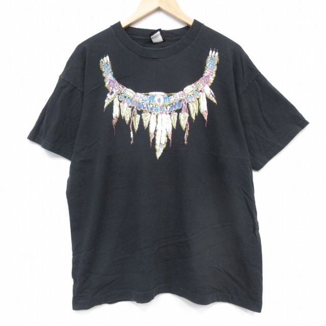 90s 半袖Tシャツ ネックレス ブラック メンズXL相当 | 古着