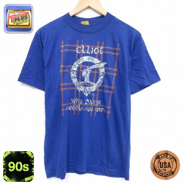 90s 半袖Tシャツ エリオット ブルー メンズM相当 | 古着