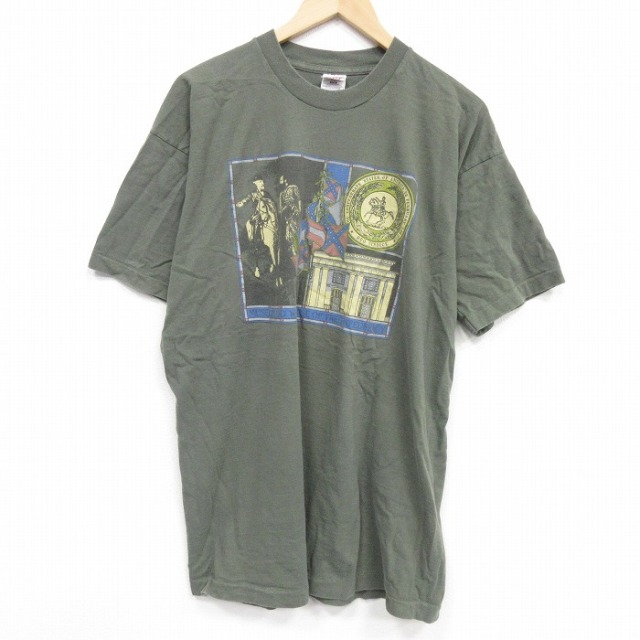 フルーツオブザルーム 90s 半袖Tシャツ 南部連合博物館 カーキ メンズXL相当 | 古着