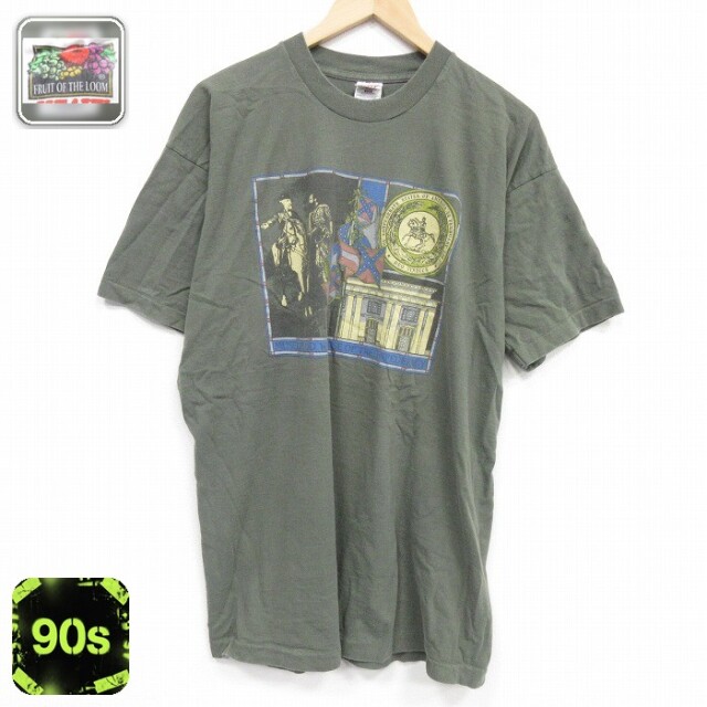 フルーツオブザルーム 90s 半袖Tシャツ 南部連合博物館 カーキ メンズXL相当 | 古着