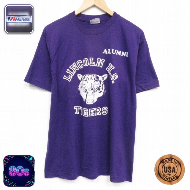 ヘインズ 80s 半袖Tシャツ タイガース パープル メンズL相当 | 古着