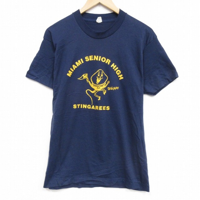 スクリーンスターズ 80s 半袖Tシャツ マイアミ ネイビー メンズM相当 | 古着