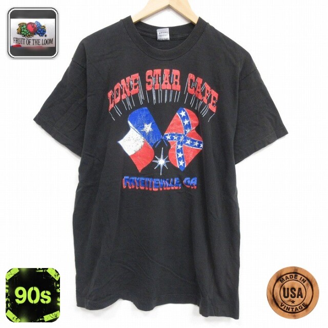 フルーツオブザルーム 90s 半袖Tシャツ テキサスサザンクロス ブラック メンズL相当 | 古着