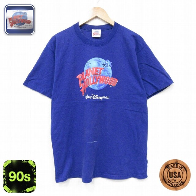 90s 半袖Tシャツ プラネットハリウッド ブルー メンズL相当 | 古着