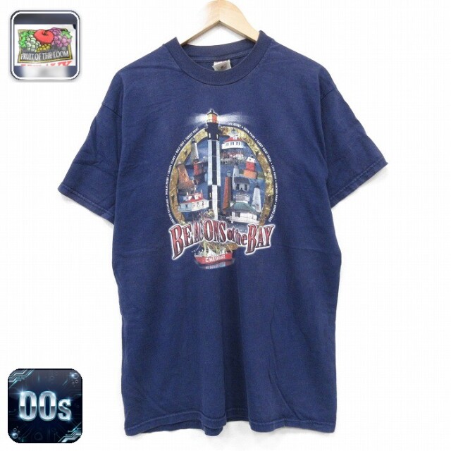 フルーツオブザルーム 00s 半袖Tシャツ 灯台 ネイビー メンズXL相当 | 古着