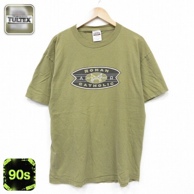 TULTEX 90s 半袖Tシャツ ROMAN カーキ メンズXL相当 | 古着